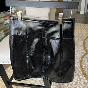 EUC Free People Black Began Leather Mini Skirt Size 2